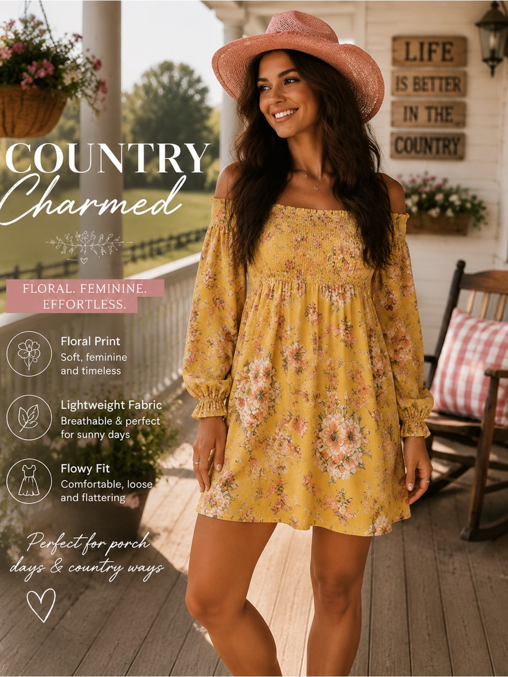 Socialite Yellow Floral Off-Shoulder Mini Dress